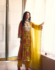 After Hours Mirror Yoke Yellow Puckering Kurta Set