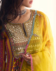 After Hours Mirror Yoke Yellow Puckering Kurta Set