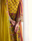 After Hours Mirror Yoke Yellow Puckering Kurta Set