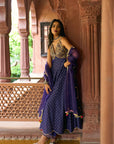 After Hours Purple Jacquard Yoke Anarkali Set