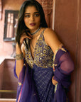 After Hours Purple Jacquard Yoke Anarkali Set