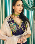 After Hours Purple printed Embroidered Yoke Anarkali Set