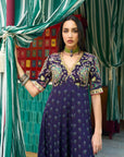 After Hours Purple printed Embroidered Yoke Anarkali Set