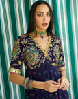 After Hours Purple printed Embroidered Yoke Anarkali Set