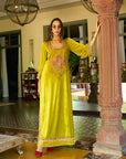 After Hours Lime Yellow Boota Velvet Kaftan Dress