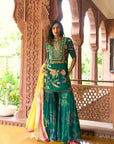 After Hours Emarald Green Printed Gharara Set