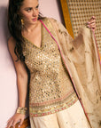After Hours Grey Gold Ivory Mirror Sharara Set