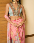 After Hours Nude Pink Embroidered Crepe Saree Set