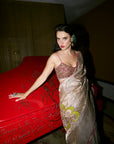 After Hours Ivory Tissue Flower Embroidered Saree Set