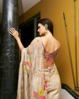 After Hours Ivory Tissue Flower Embroidered Saree Set