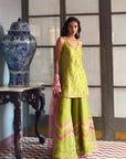 After Hours Embroidered Green Tissue Sharara Set