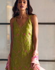 After Hours Embroidered Green Tissue Sharara Set