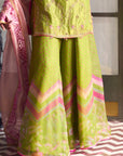 After Hours Embroidered Green Tissue Sharara Set