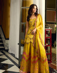 After Hours Embroidered Yellow Tissue Sharara Set