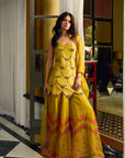 After Hours Embroidered Yellow Tissue Sharara Set