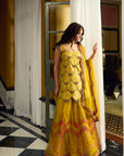 After Hours Embroidered Yellow Tissue Sharara Set
