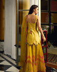 After Hours Embroidered Yellow Tissue Sharara Set