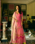 After Hours Hot Pink Embroidered Tissue Sharara Set
