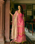 After Hours Hot Pink Embroidered Tissue Sharara Set