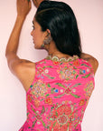 After Hours Hot Pink Embroidered Peplum Sharara Set