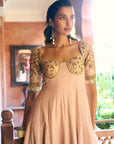 After Hours Champagne Pink Corset Anarkali Set