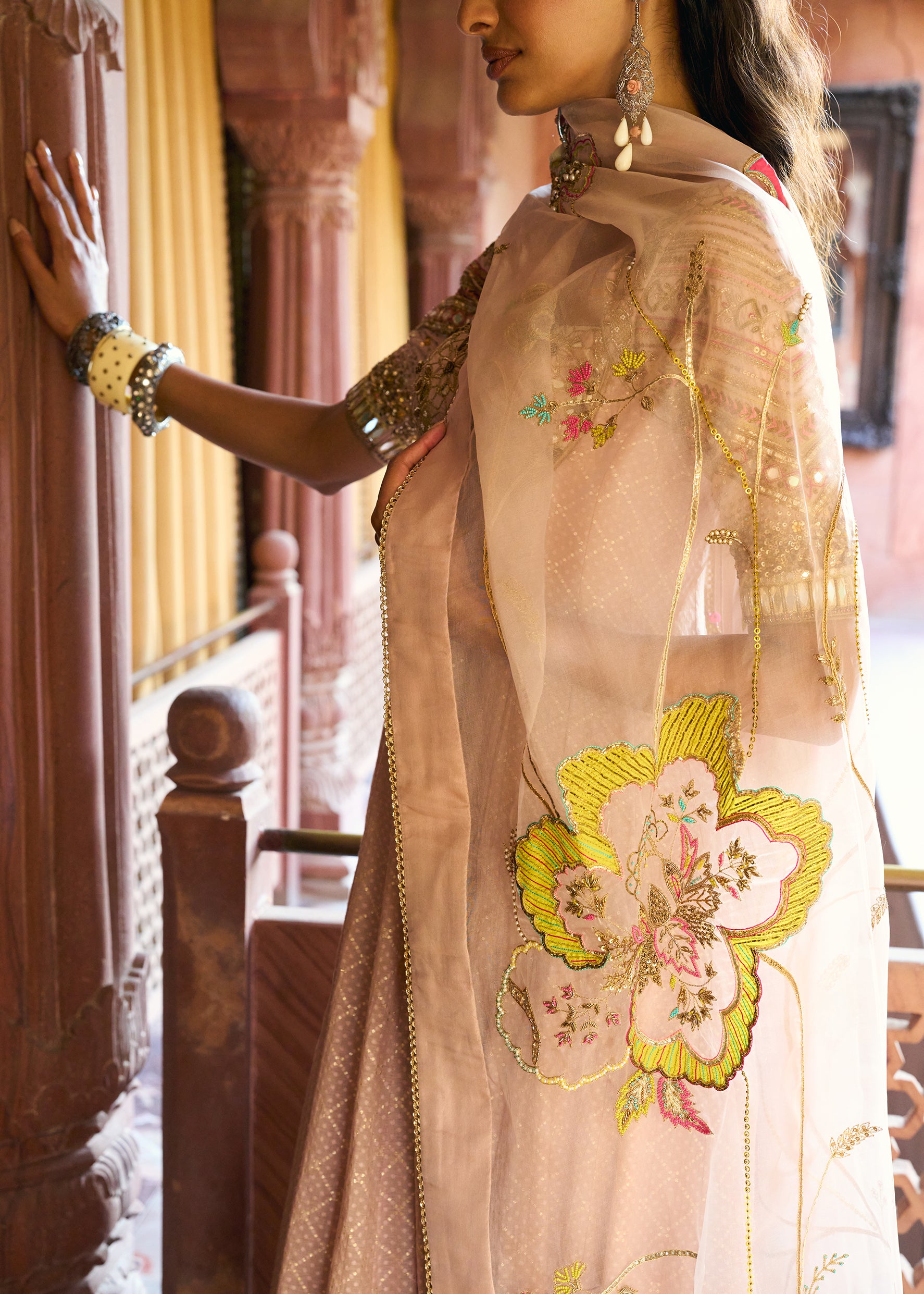 After Hours Champagne Pink Corset Anarkali Set