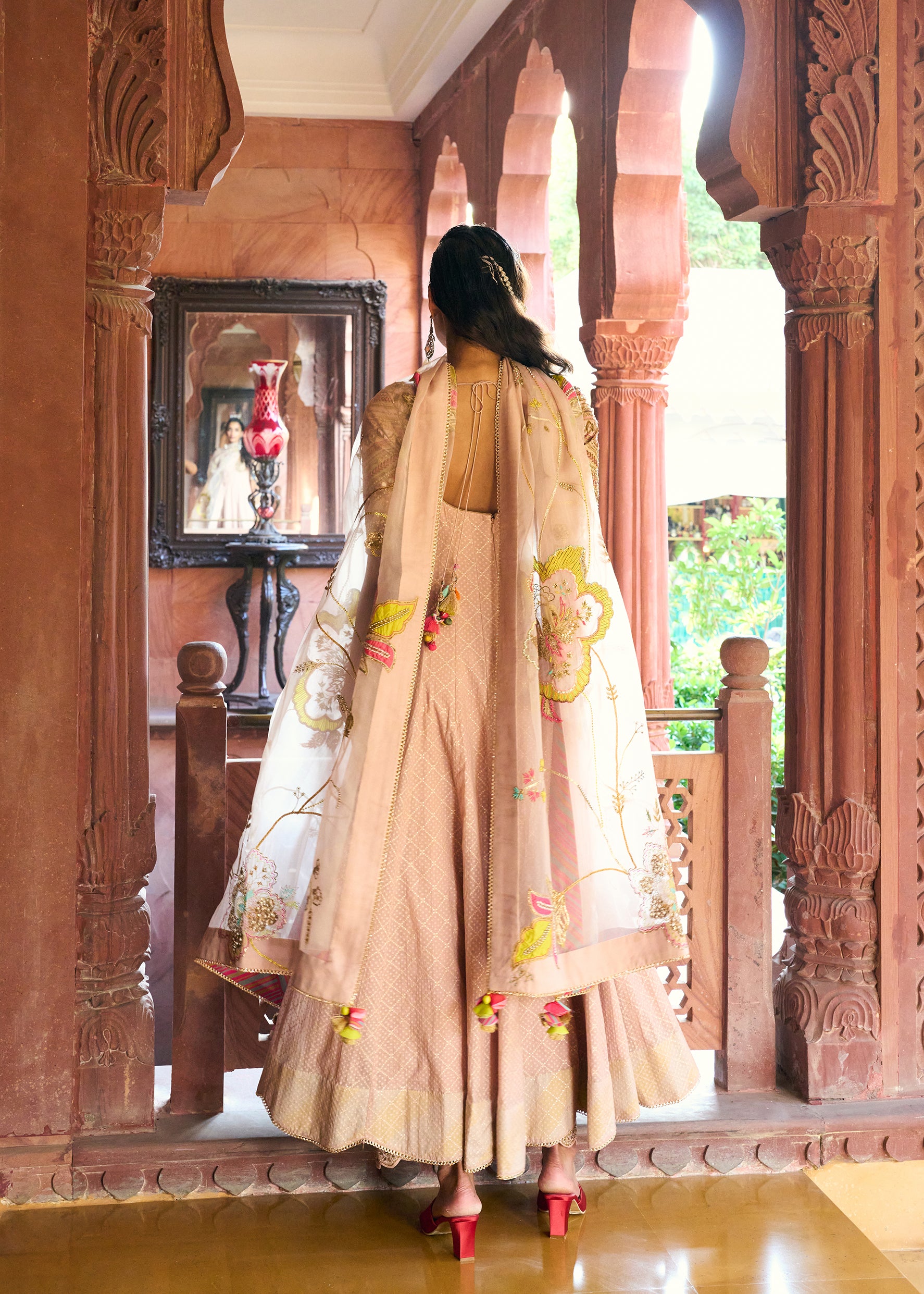 After Hours Champagne Pink Corset Anarkali Set