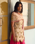 After Hours Embroidered Beige Tissue Sharara Set