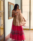 After Hours Embroidered Beige Tissue Sharara Set