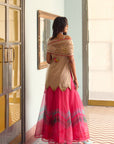 After Hours Embroidered Beige Tissue Sharara Set