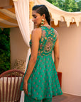 After Hours Green Embroidered Peplum Sharara Set