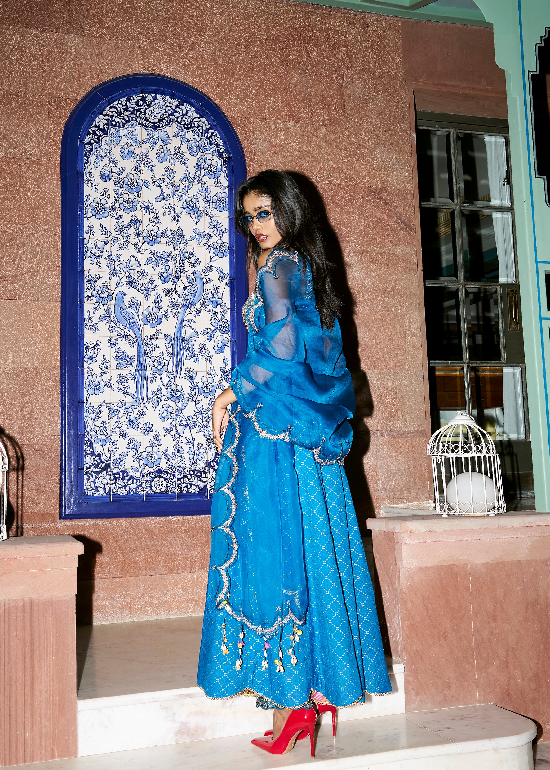 After Hours Teal Blue Corset Embroidered Anarkali Set