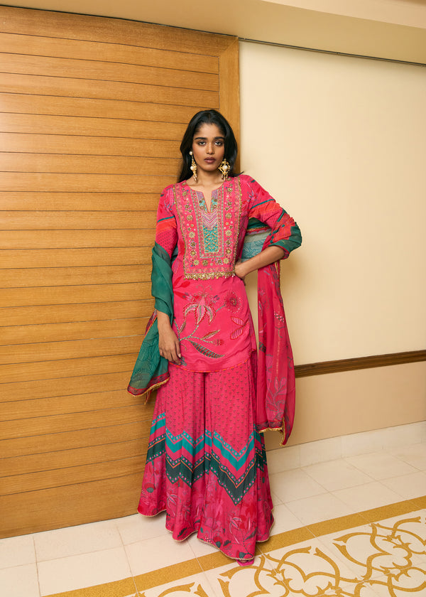 After Hours Magenta Printed Sharara Set