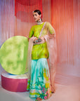 Bright Green Orchid Gharara Set