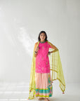 Bright Lime Pearl Lines Dupatta