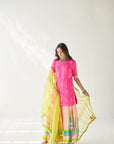 Bright Lime Pearl Lines Dupatta