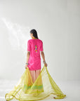 Bright Lime Pearl Lines Dupatta