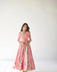 Hot Pink - Bright Green Orchid Anarkali Set