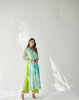 Sea Green Side Flower Kurta Set