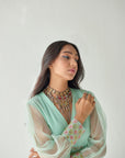 Sea Green Side Flower Kurta Set