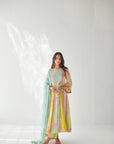 Lime Yellow Orchid Front Puckering Yoke Kurta Set