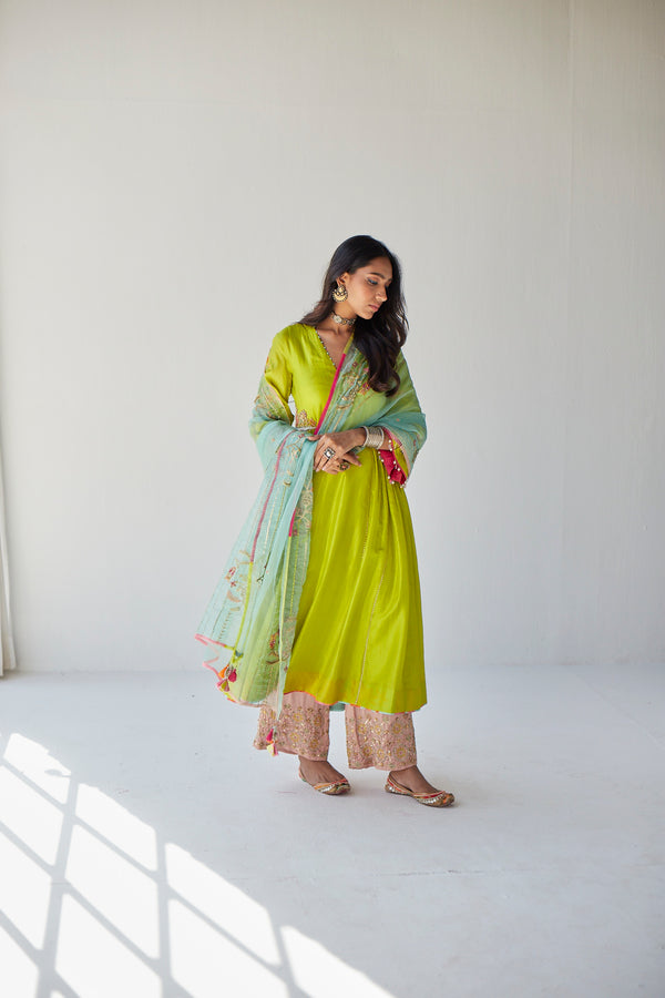 Dreamy Blue Pome Embroidered Dupatta