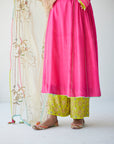 Hot Pink Side Kali Kurta Set