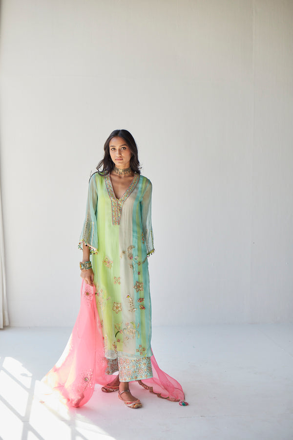 Blush Pink Side Sequence Scallop Dupatta