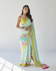 Powder Blue Orchid Sari