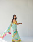 Powder Blue Orchid Sari