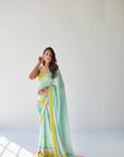 Powder Blue Orchid Sari