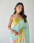 Powder Blue Orchid Sari