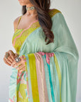 Powder Blue Orchid Sari