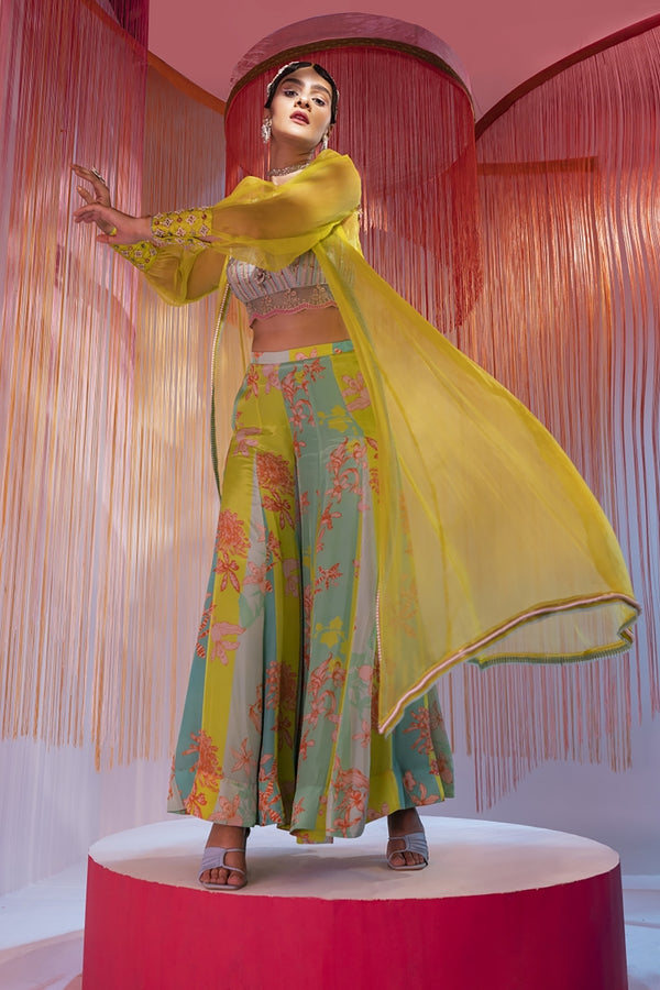 Lime Green Orchid Jacket Set